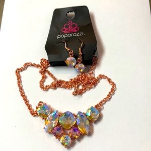 Necklace and earrings. Rose pink